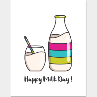 Happy Milk Day | Pink Green Posters and Art